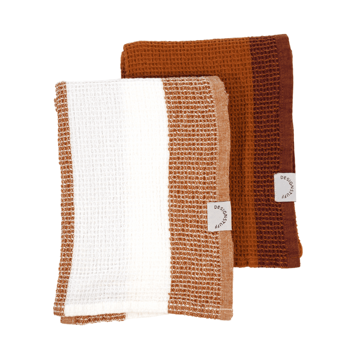 DESIGNSTUFF Waffle Teatowel, Cinnamon/White (Set of 2)