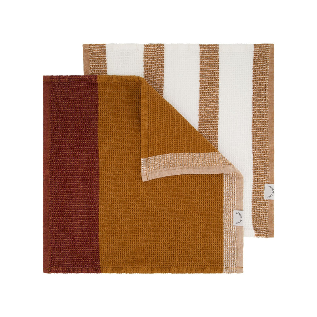 DESIGNSTUFF Waffle Dishcloth, Cinnamon/White (Set of 2)