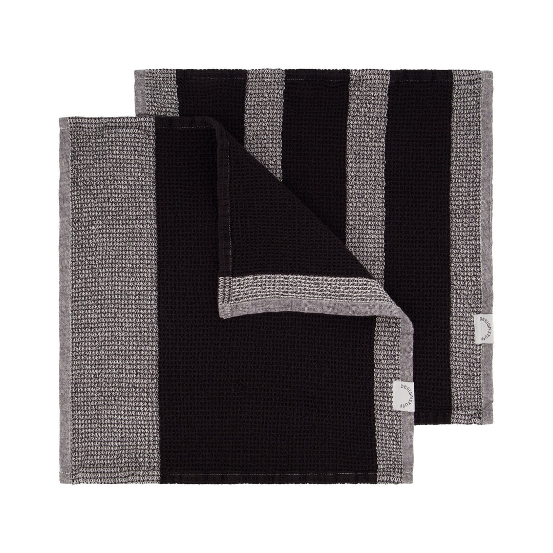 DESIGNSTUFF Waffle Dishcloth, Black/White (Set of 2)