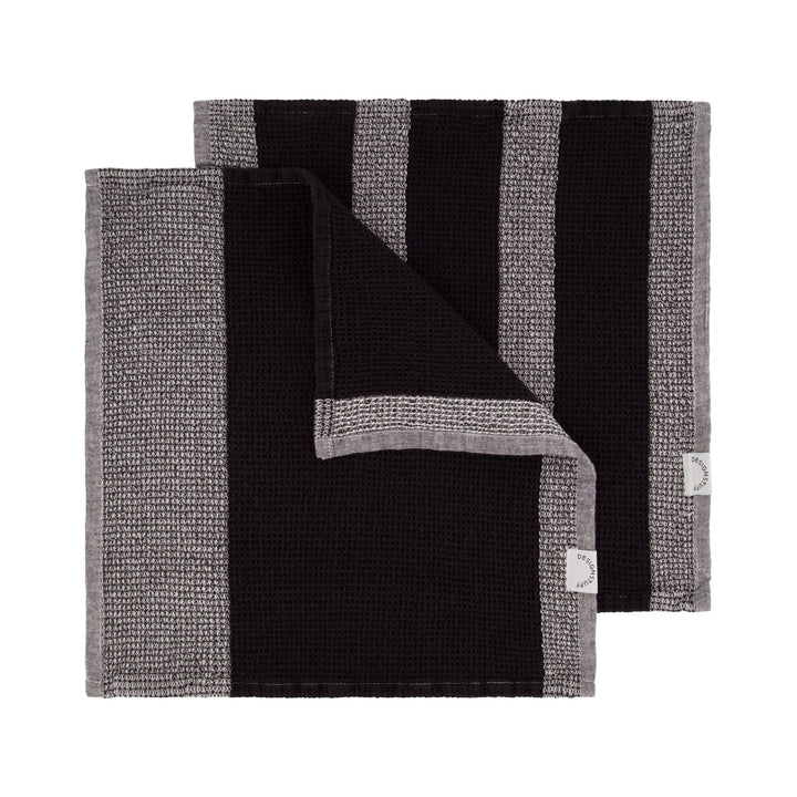 DESIGNSTUFF Waffle Dishcloth, Black/White (Set of 2)
