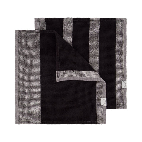 DESIGNSTUFF ETTA Waffle Dishcloth, Black/White (Set of 2)