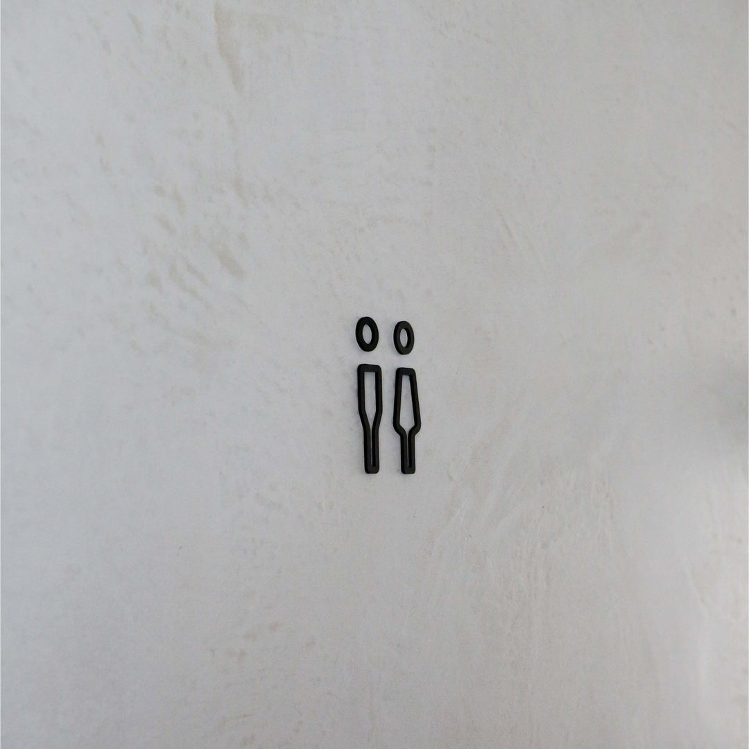 DESIGNSTUFF Signage, Restroom, Her/Him, Black