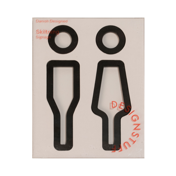 DESIGNSTUFF Signage, Restroom, Her/Him, Black