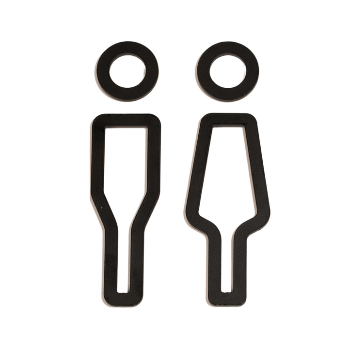 DESIGNSTUFF Signage, Restroom, Her/Him, Black