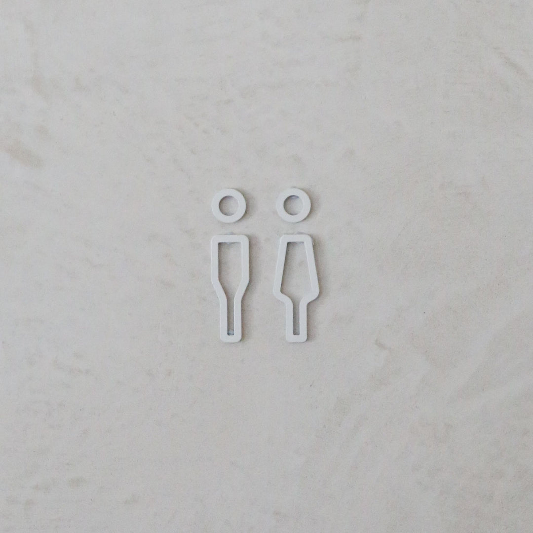 DESIGNSTUFF Signage, Restroom, Her/Him, White