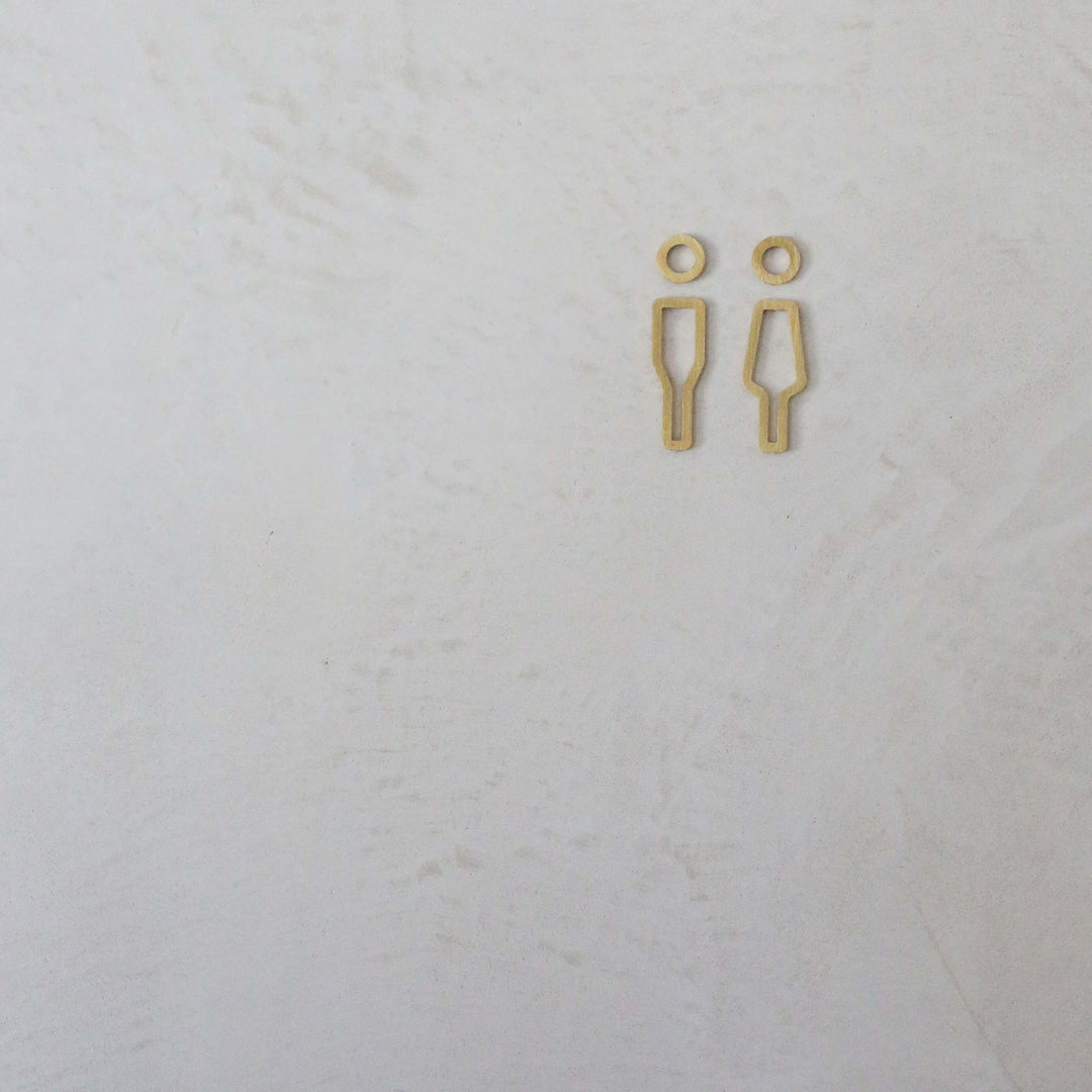 DESIGNSTUFF Signage, Restroom, Her/Him, Brushed Brass