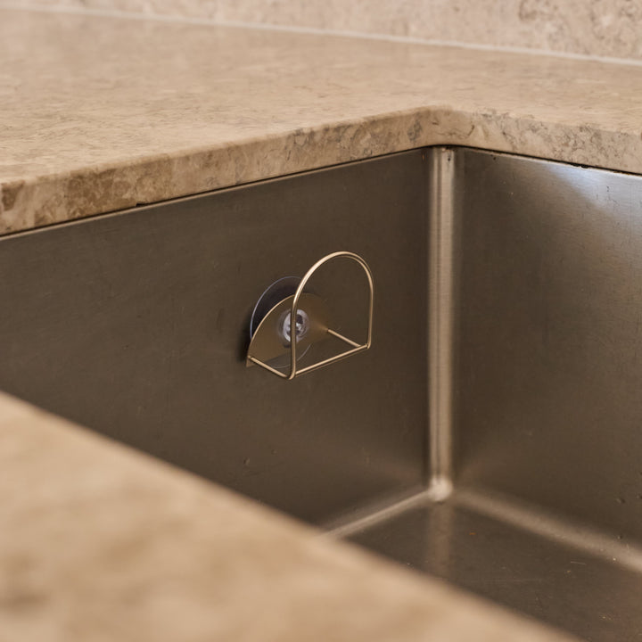DESIGNSTUFF DRIP Sink Sponge Holder, Brushed Steel