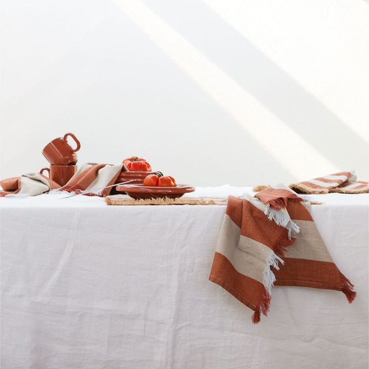 DESIGNSTUFF Napkin w/Fringe, Set of 2, Mist/Cappuccino