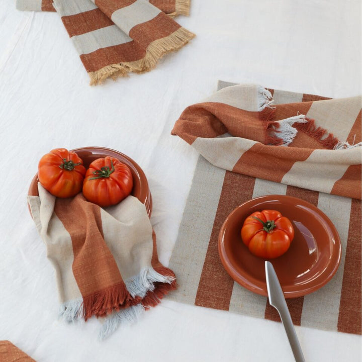 DESIGNSTUFF Napkin w/Fringe, Set of 2, Mist/Cappuccino