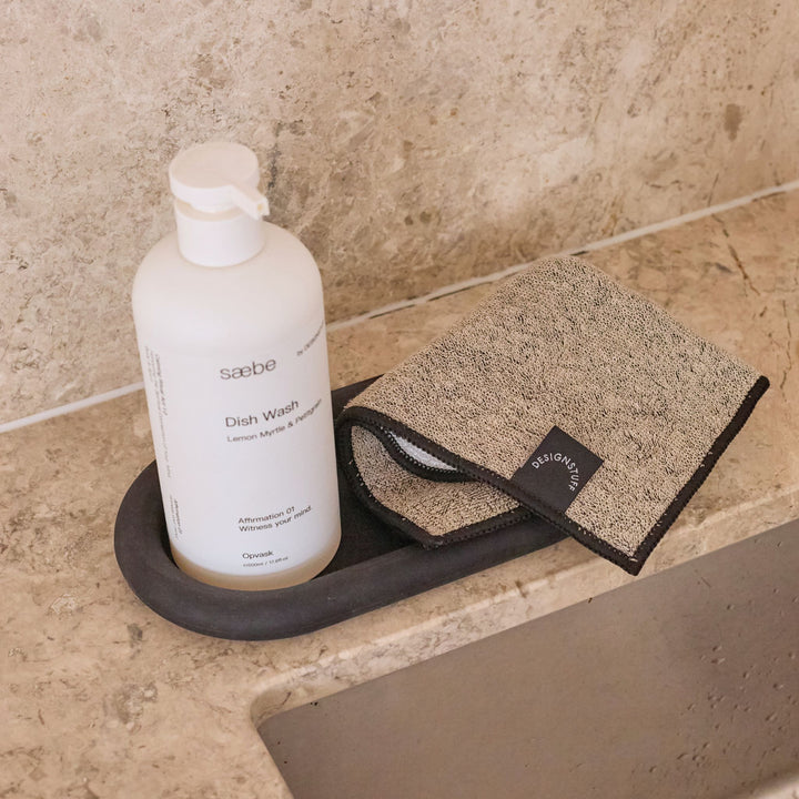 DESIGNSTUFF ETTA Hemp Marle Scourer & Bamboo Dishcloth, Black (Set of 2)