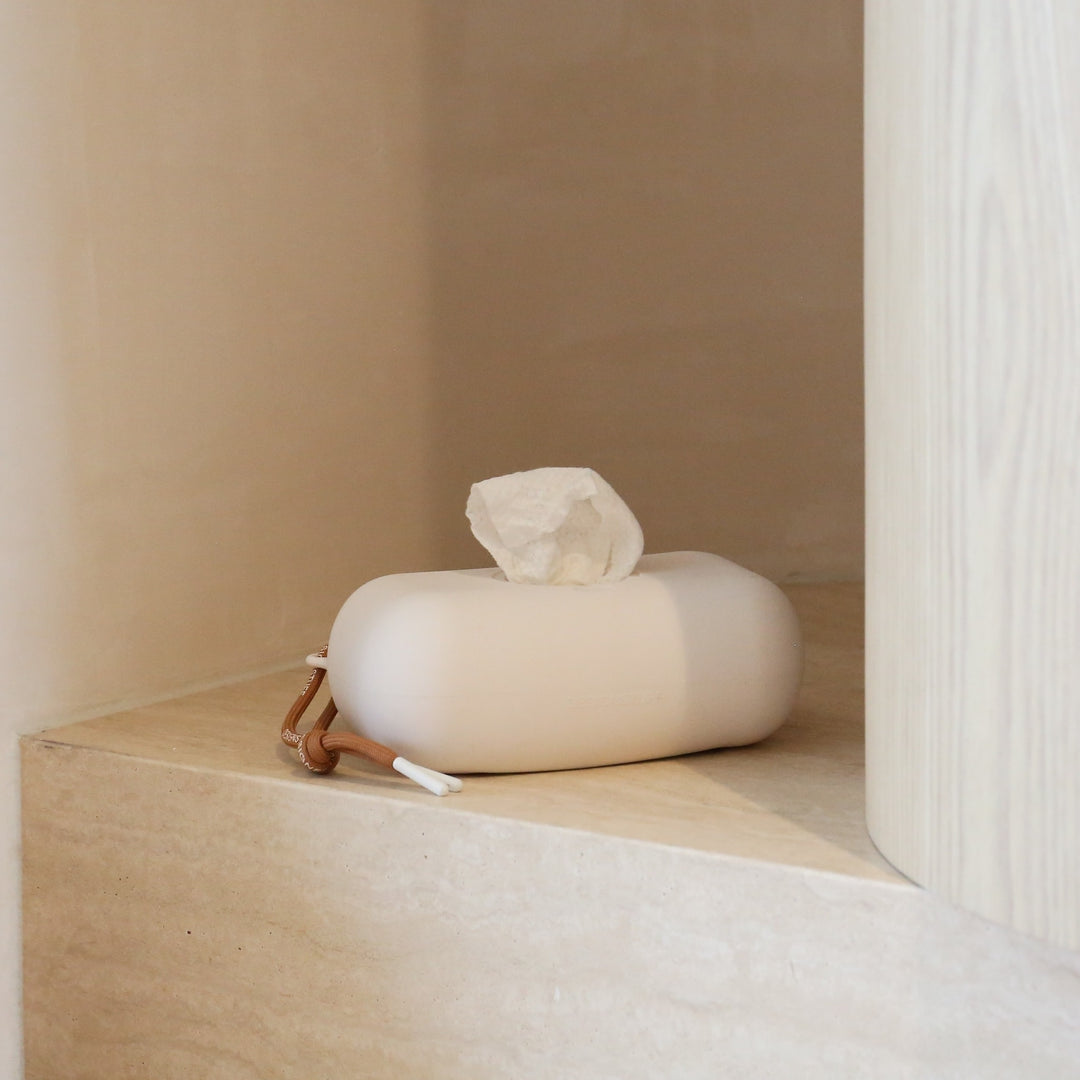DESIGNSTUFF Wet Wipes Cover with Lid, Chalk