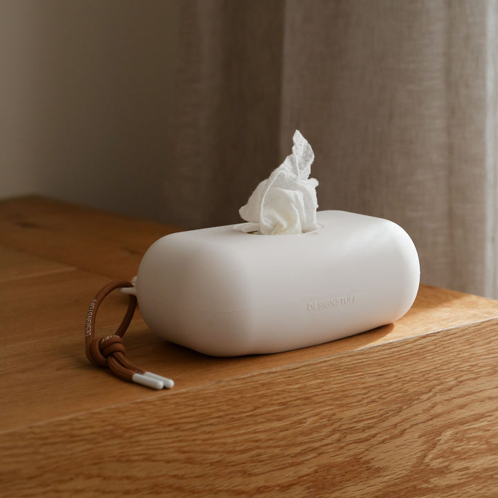 DESIGNSTUFF Wet Wipes Cover with Lid, Chalk