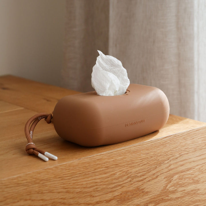 DESIGNSTUFF Wet Wipes Cover with Lid, Camel