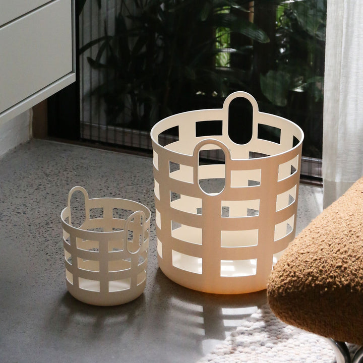 ENKEL STUDIO Storage Basket, Small, Sand (Set of 2)