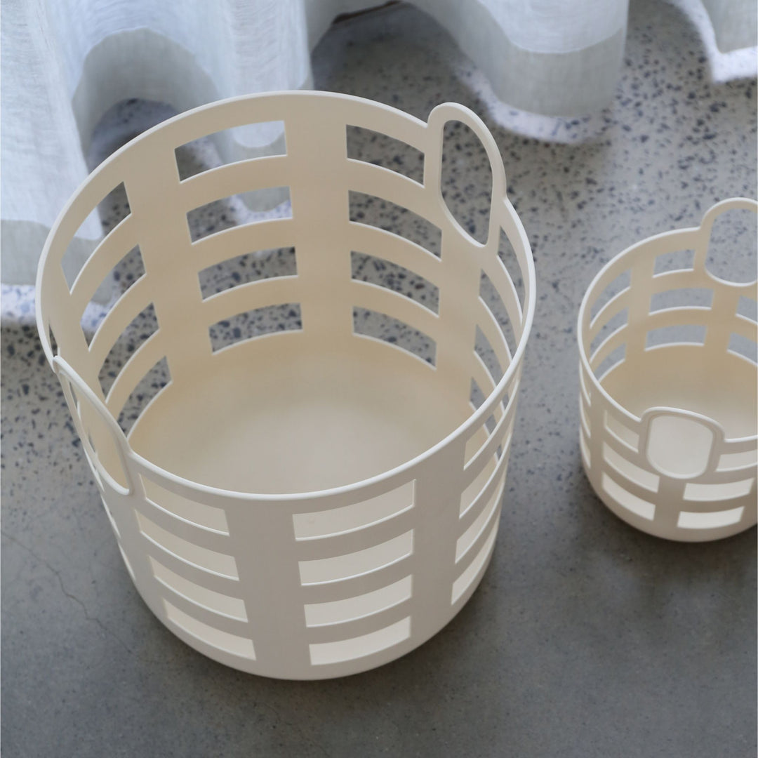 ENKEL STUDIO Storage and Laundry Basket, Large, Sand (Set of 2)