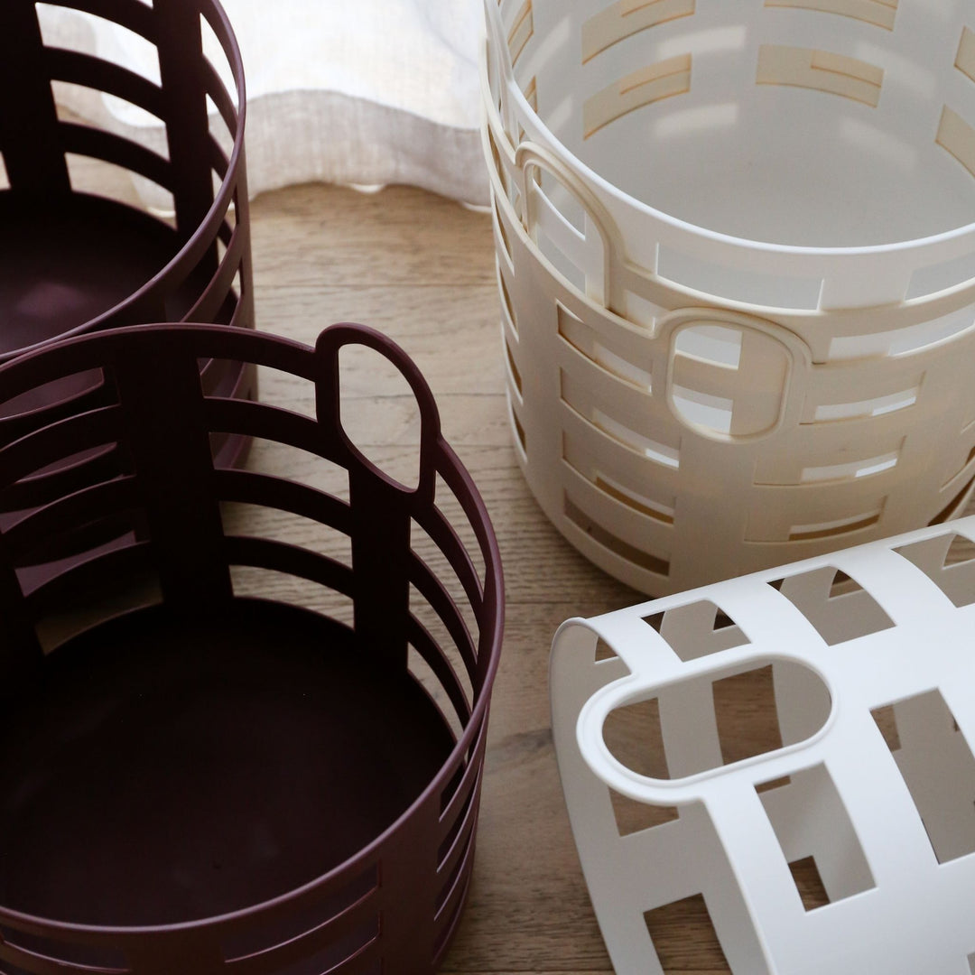 ENKEL STUDIO Storage and Laundry Basket, Large, Burgundy (Set of 2)