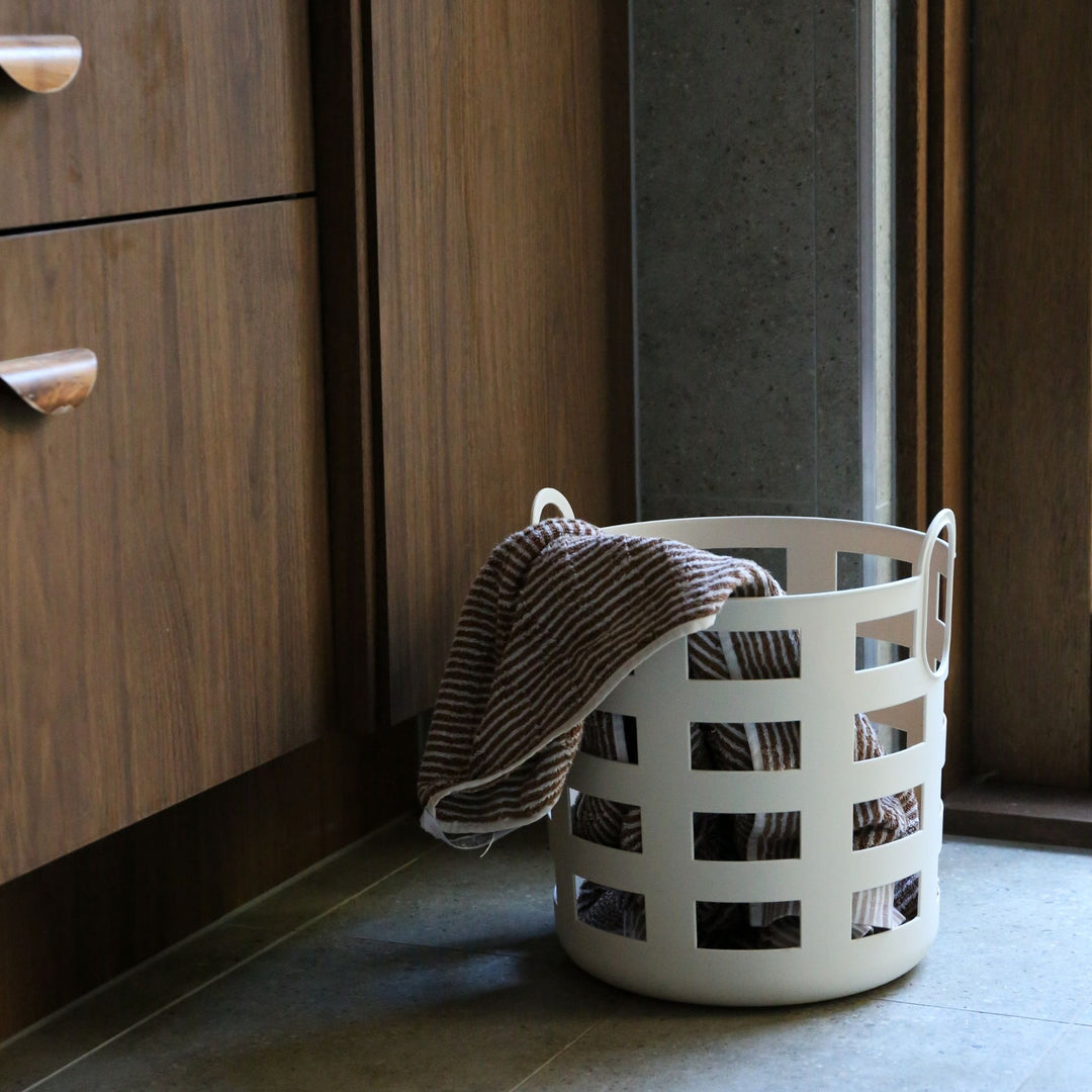 ENKEL STUDIO Storage and Laundry Basket, Large, Sand (Set of 2)