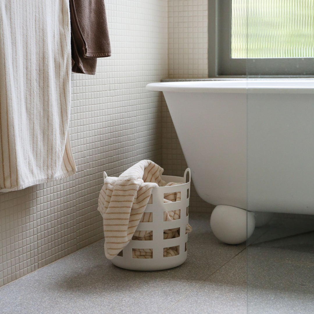 ENKEL STUDIO Storage and Laundry Basket, Large, Sand (Set of 2)
