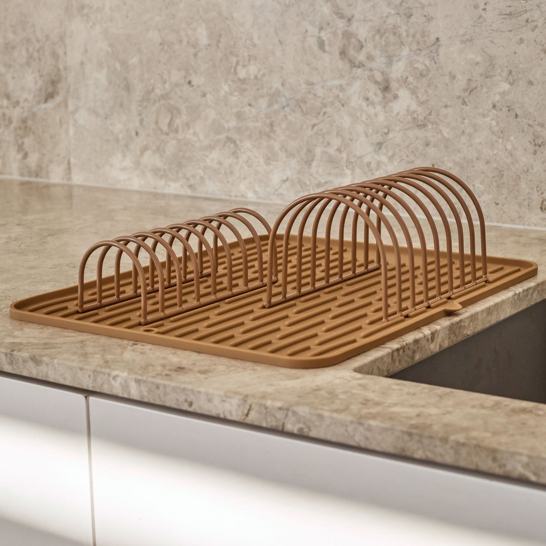 DESIGNSTUFF DRIP Dish Drainer, Camel (Set of 2)