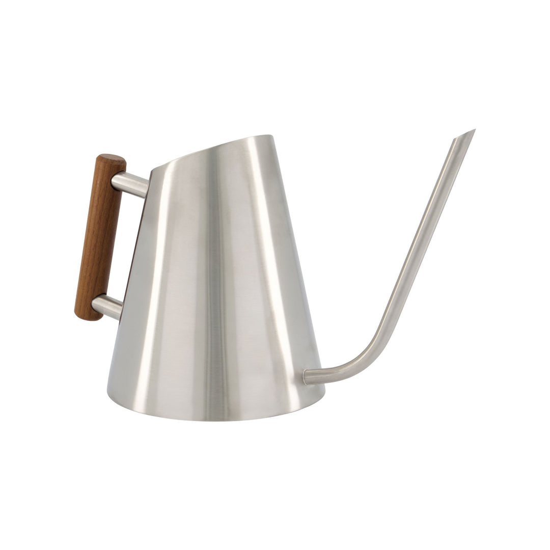 DESIGNSTUFF Watering Can 1.3L, Stainless Steel/Stained Wood Handle