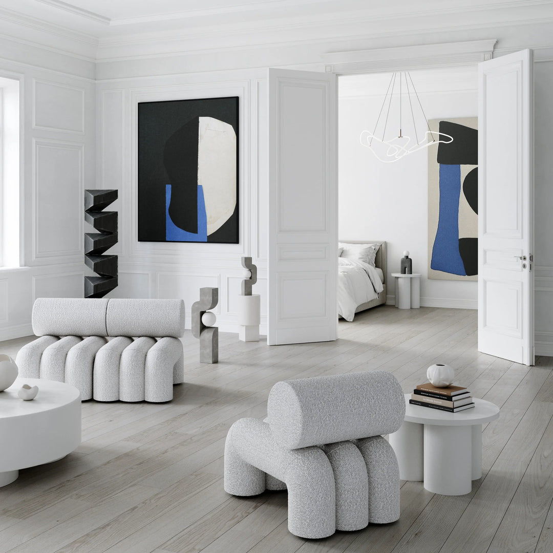 101 COPENHAGEN Foku Lounge Chair, Off-White Bouclé