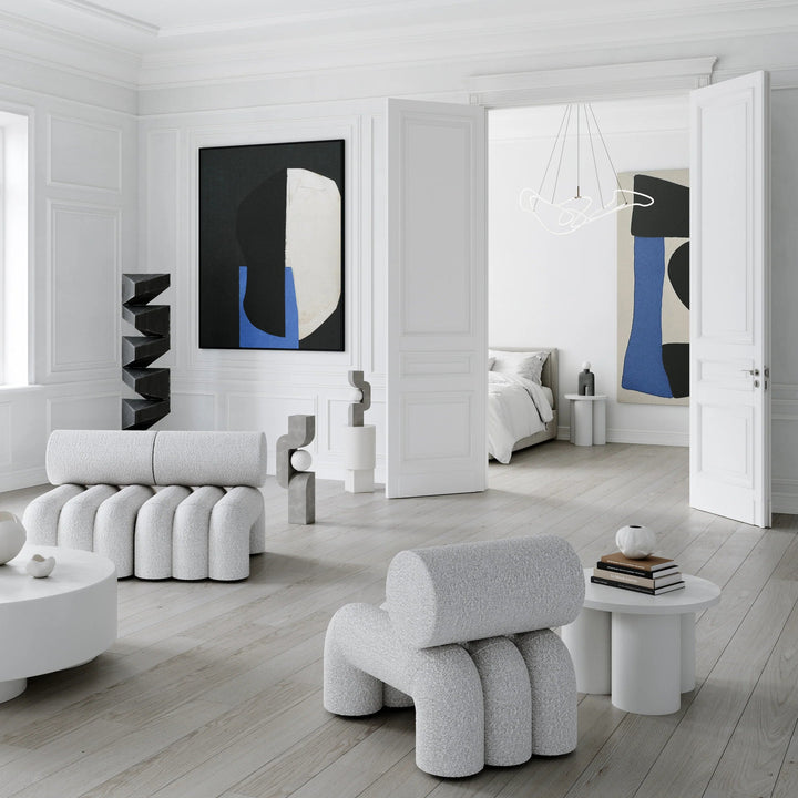 101 COPENHAGEN Foku Lounge Chair, Off-White Bouclé