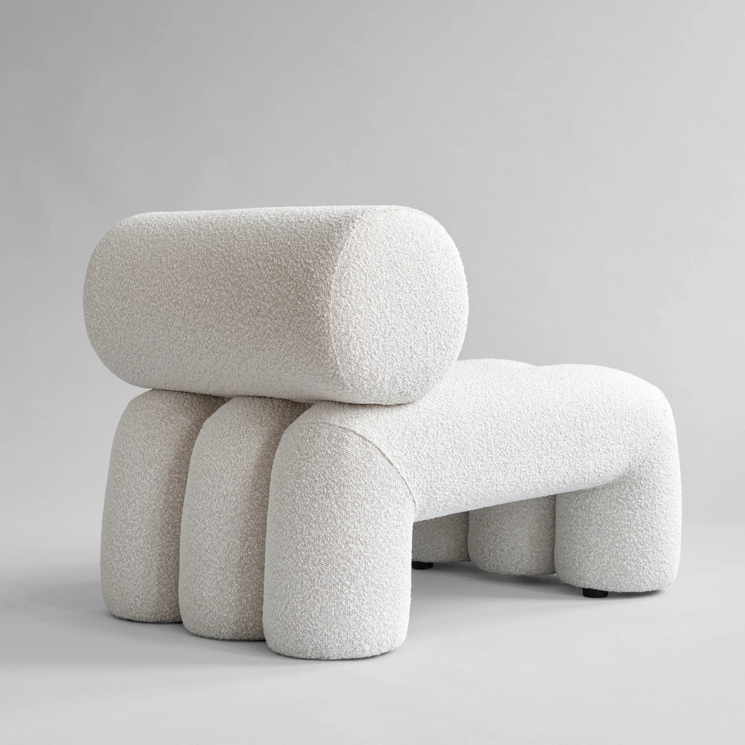 101 COPENHAGEN Foku Lounge Chair, Off-White Bouclé