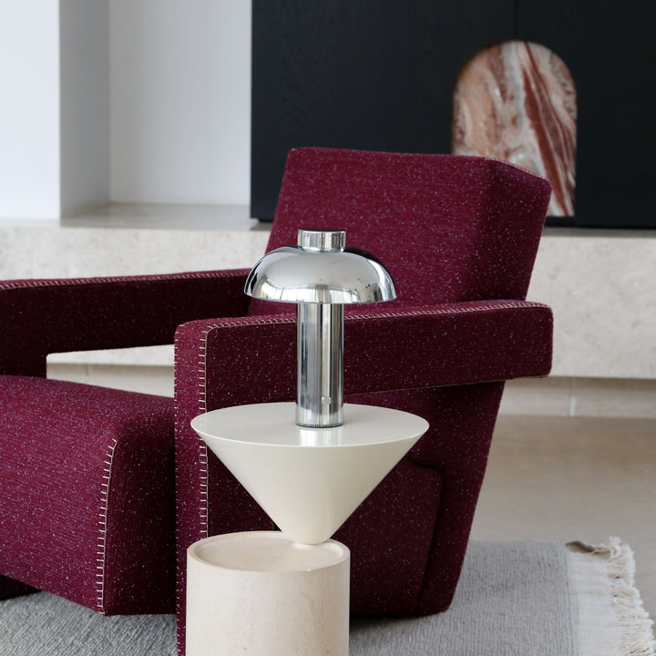 DESIGNSTUFF LUME Elio Pillar Portable Lamp, Chrome/Chrome