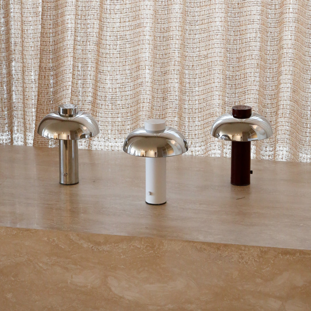 DESIGNSTUFF Elio Pillar Portable Lamp, Chrome/Chrome