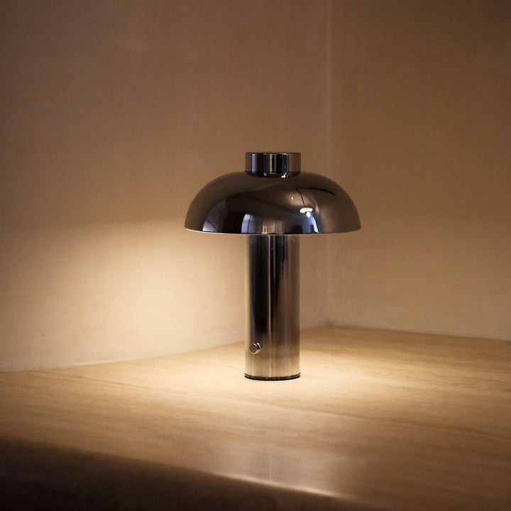 DESIGNSTUFF Elio Pillar Portable Lamp, Chrome/Chrome