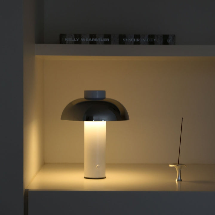 DESIGNSTUFF Elio Pillar Portable Lamp, White/Chrome