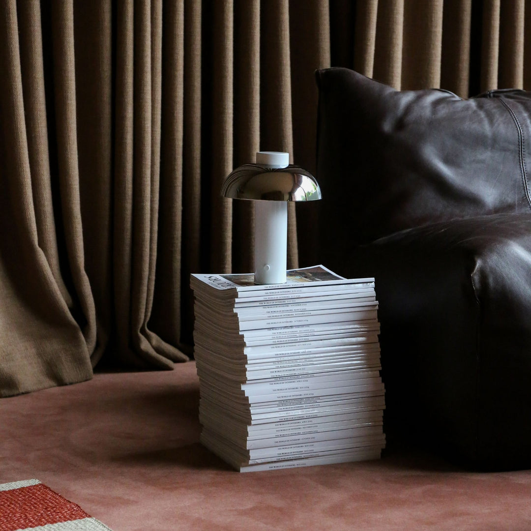 DESIGNSTUFF LUME Elio Pillar Portable Lamp, White/Chrome