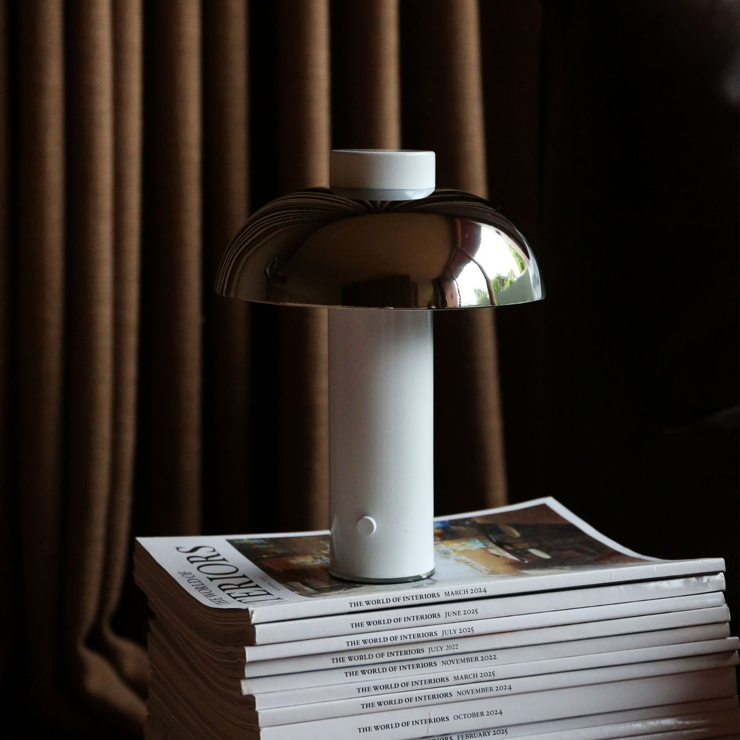 DESIGNSTUFF LUME Elio Pillar Portable Lamp, White/Chrome