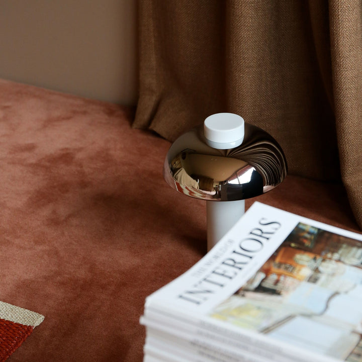 DESIGNSTUFF LUME Elio Pillar Portable Lamp, White/Chrome