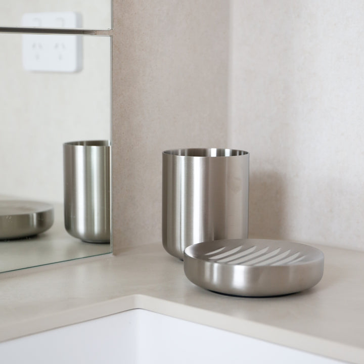 ZONE DENMARK Ume Tumbler/Toothbrush Mug, Steel