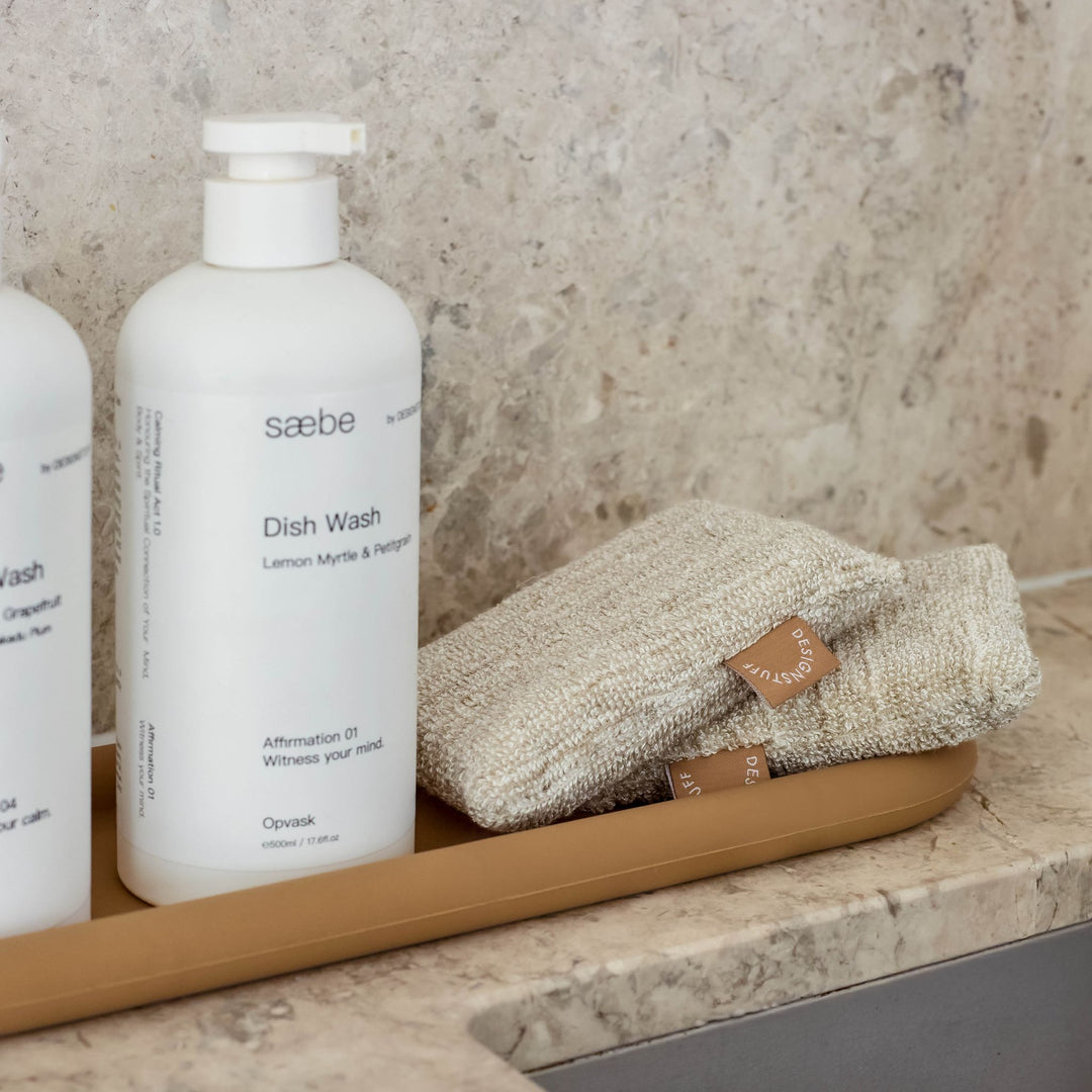 DESIGNSTUFF ETTA Hemp Marle Sponge, Camel (Set of 2)