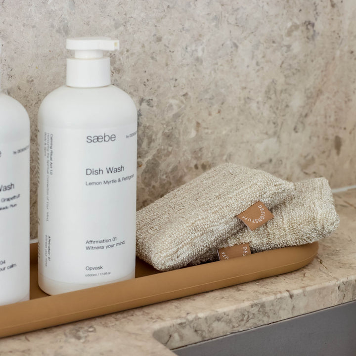 DESIGNSTUFF ETTA Hemp Marle Sponge, Camel (Set of 2)