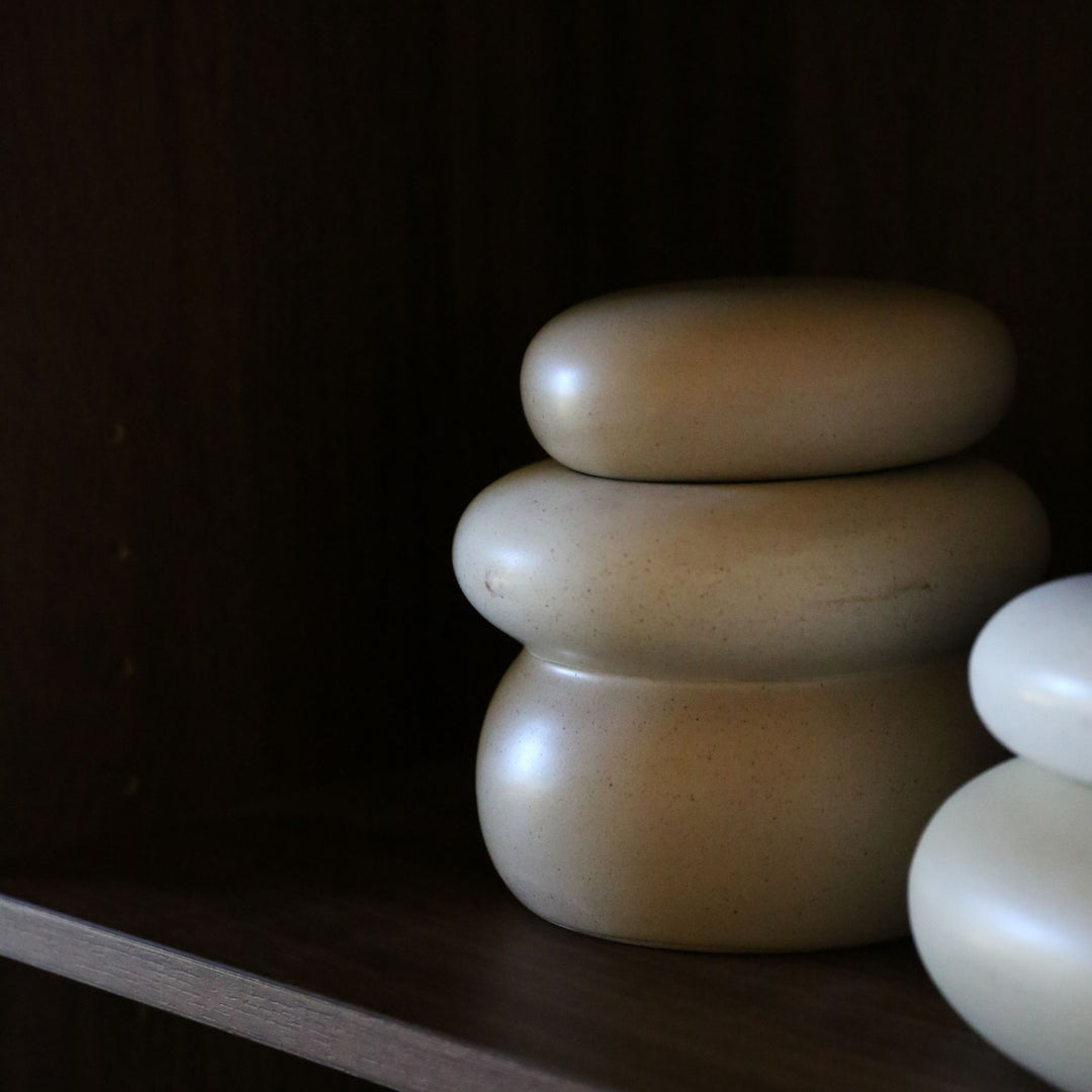 FERM LIVING Pebble Box, Large, H14cm, Sand/Cream