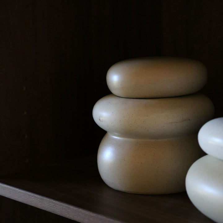 FERM LIVING Pebble Box, Large, H14cm, Sand/Cream