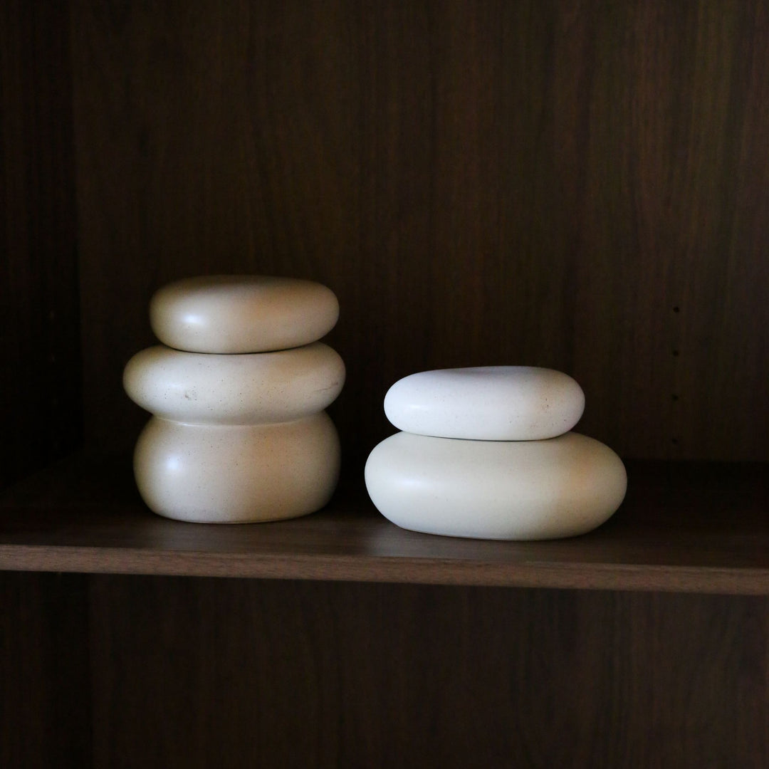 FERM LIVING Pebble Box, Medium, H9.5cm, Sand/Cream