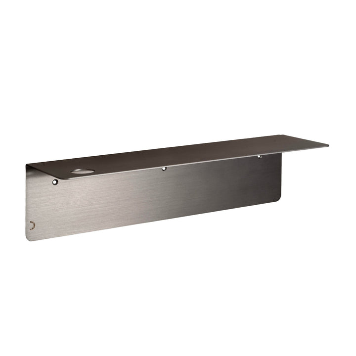 DESIGNSTUFF Shelf w/ Single Soap Dispenser Holder, Brushed Steel