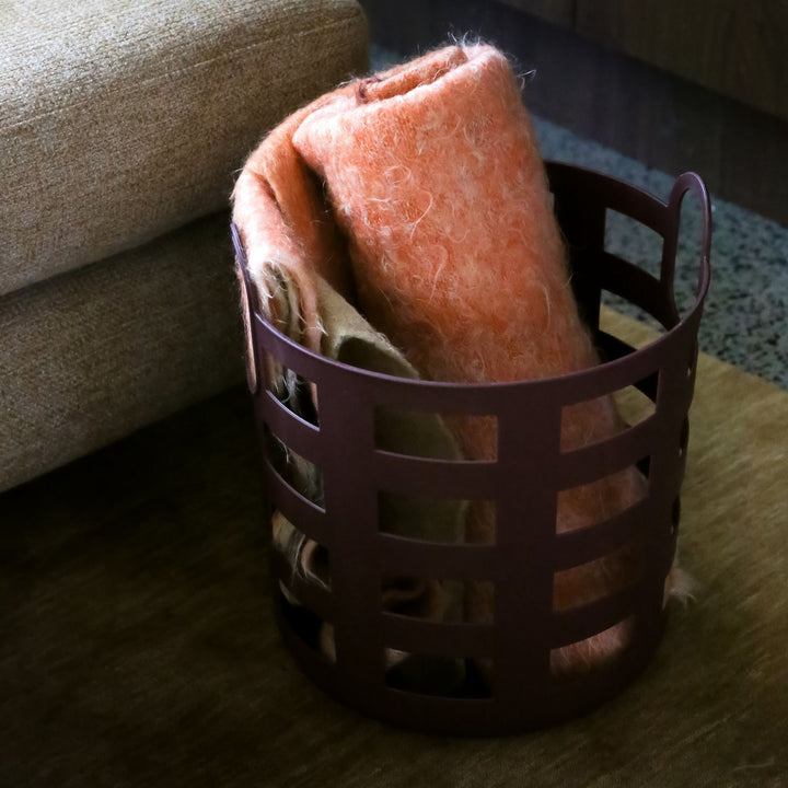 ENKEL STUDIO Storage and Laundry Basket, Large, Burgundy (Set of 2)