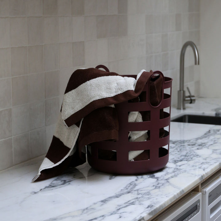 ENKEL STUDIO Storage and Laundry Basket, Large, Burgundy (Set of 2)