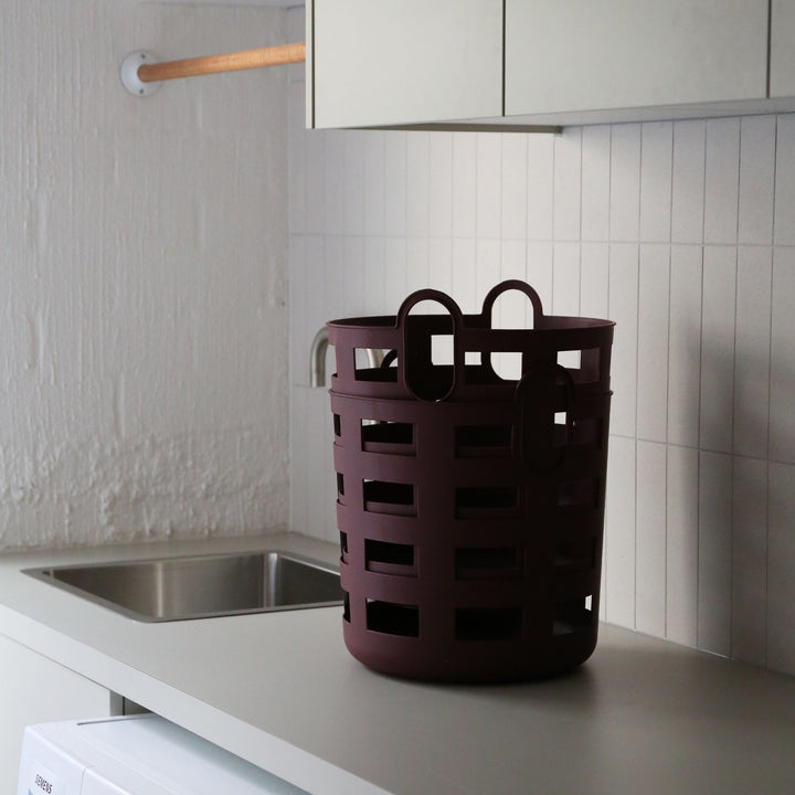 ENKEL STUDIO Storage and Laundry Basket, Large, Burgundy (Set of 2)