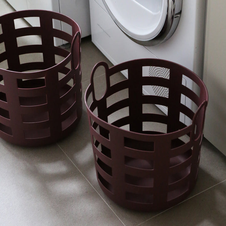 ENKEL STUDIO Storage and Laundry Basket, Large, Burgundy (Set of 2)