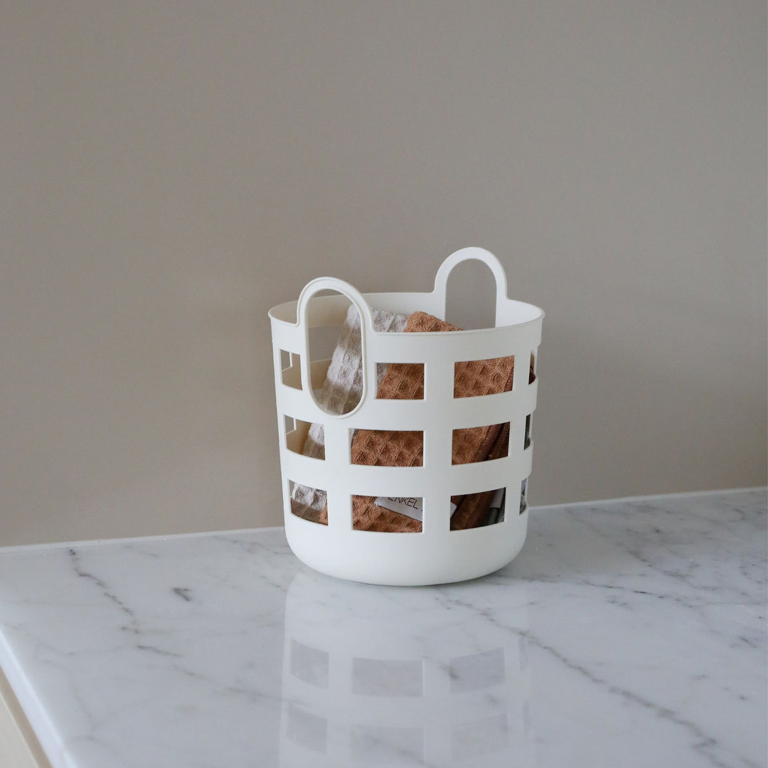 ENKEL STUDIO Storage and Laundry Basket, Large, White (Set of 2)