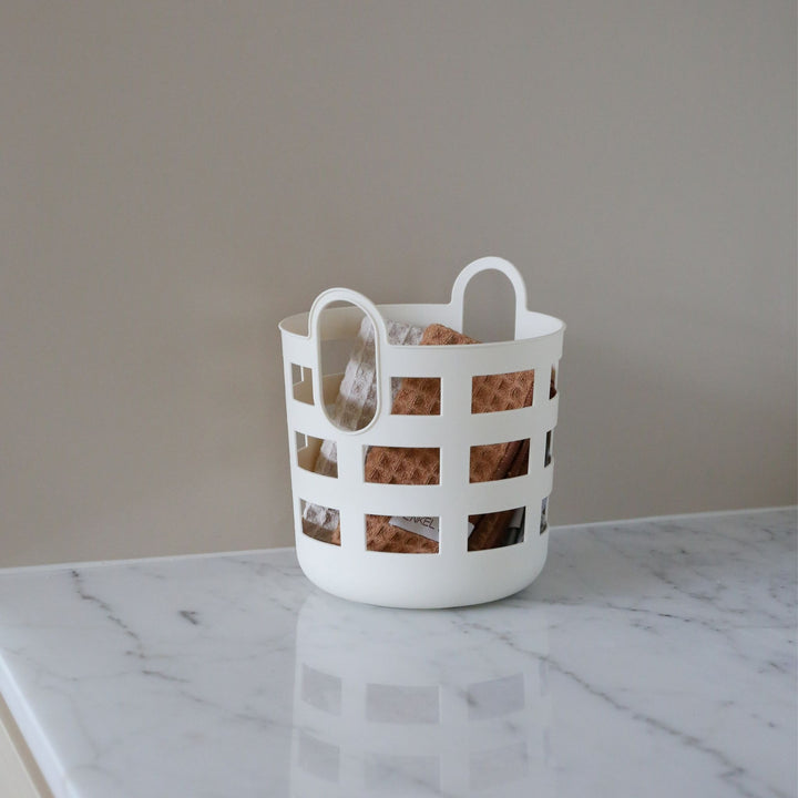ENKEL STUDIO Storage and Laundry Basket, Large, White (Set of 2)