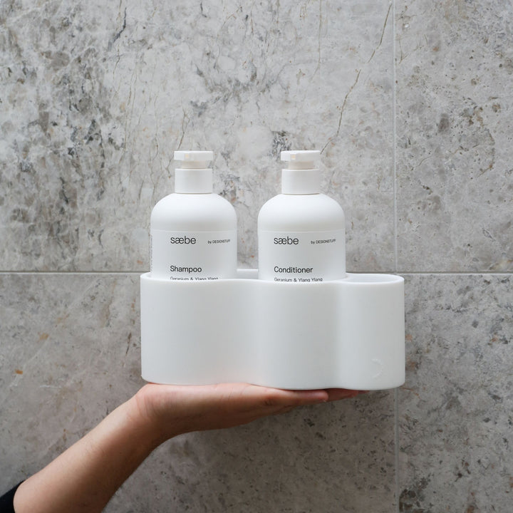 DESIGNSTUFF CURV Shower Caddy, Silicone/Adhesive, White