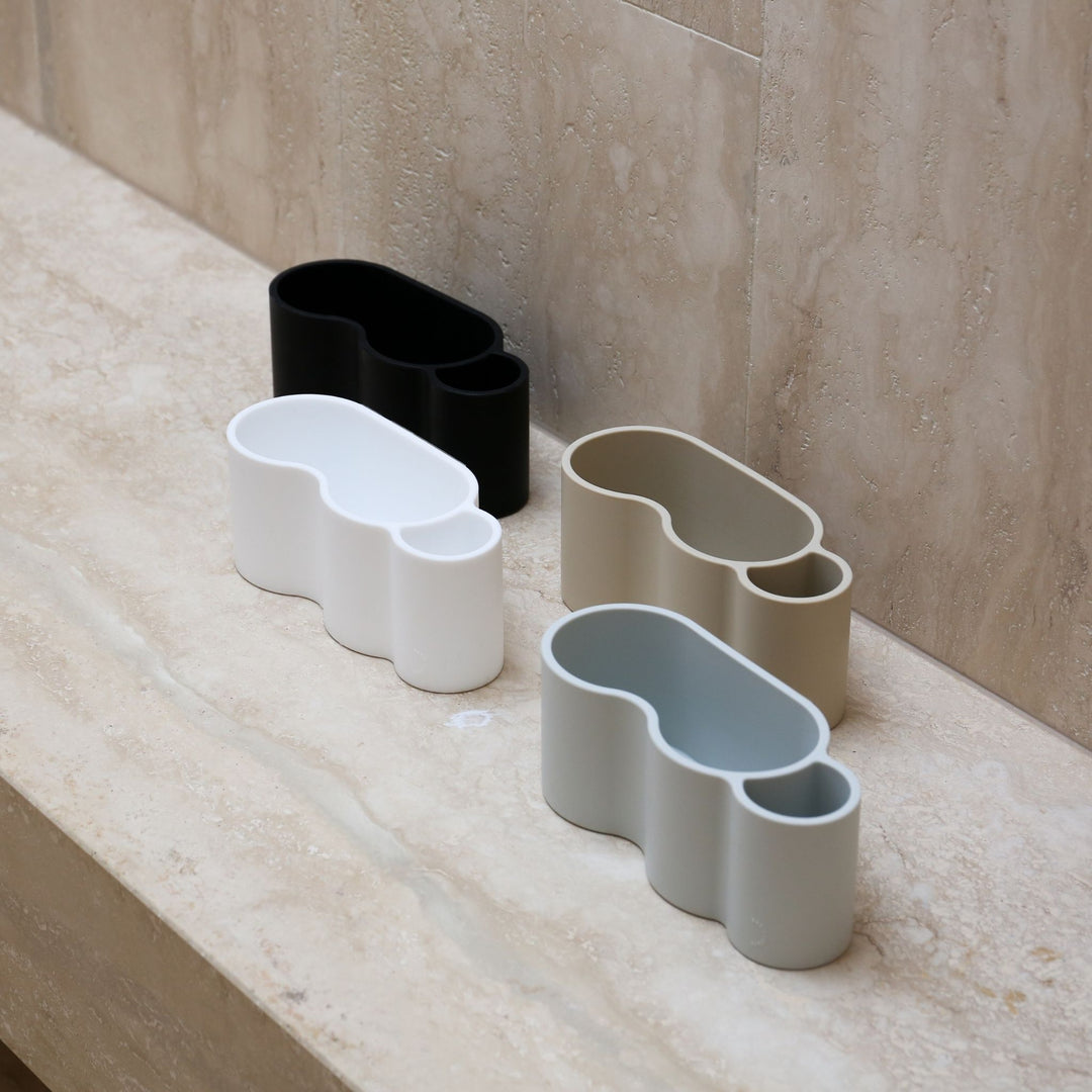 DESIGNSTUFF CURV Shower Caddy, Silicone/Adhesive, White