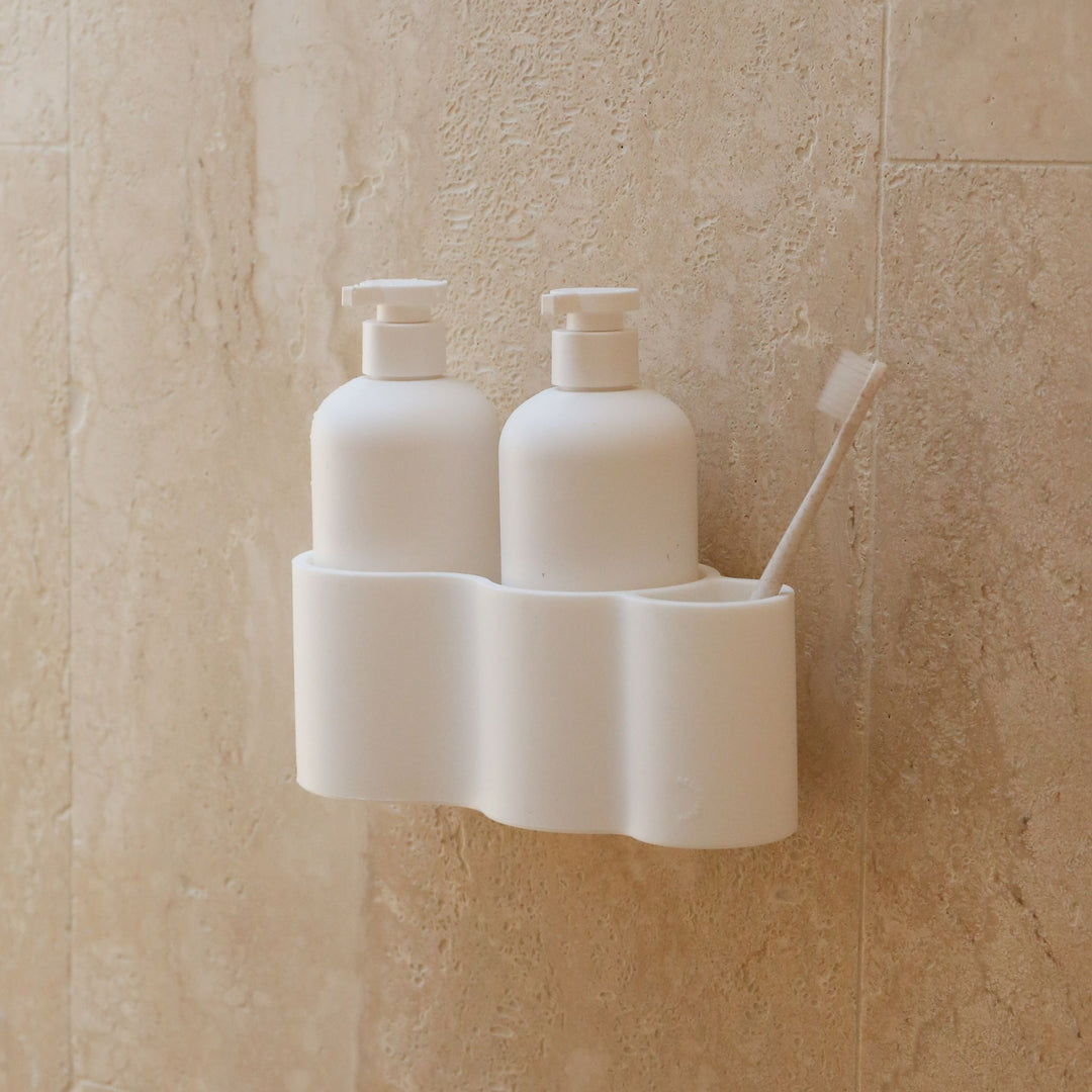 DESIGNSTUFF CURV Shower Caddy, Silicone/Adhesive, White